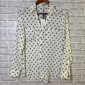 EXPRESS The Portofino Shirt Polka Dot, medium blouse, white and black, brand new
